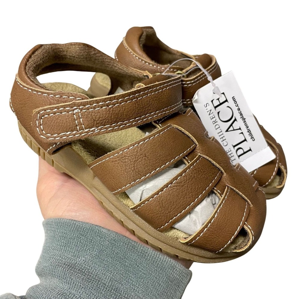 NEW Children's Place Fisherman Sandals Tan Faux Leather Toddler 8 Classic - Picture 2 of 4